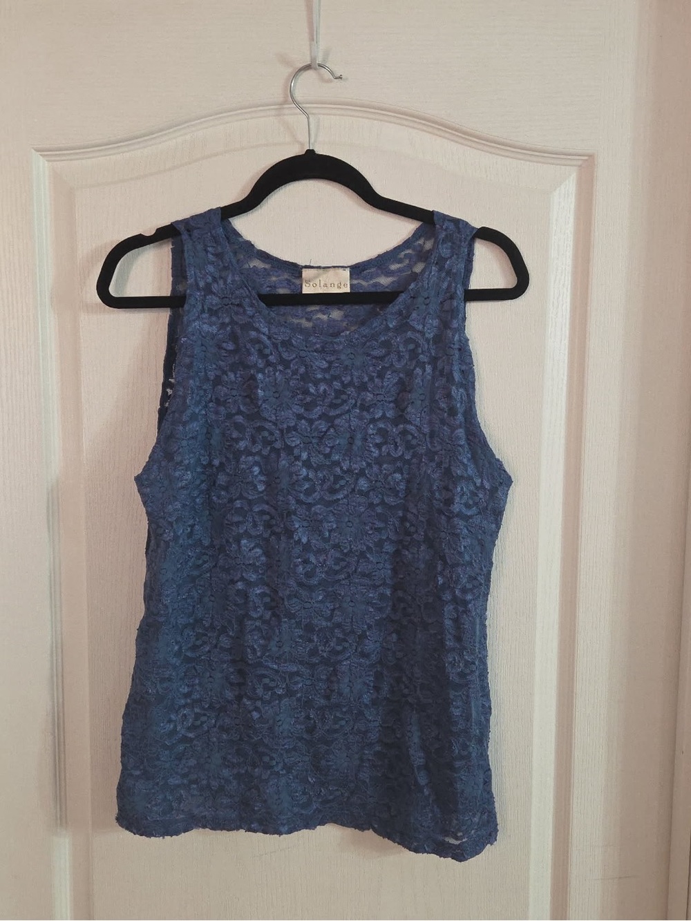 Solange Women’s Blue Sheer Floral Top Sz L. AG-46